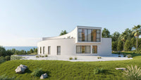 Modern house with a scenic ocean view